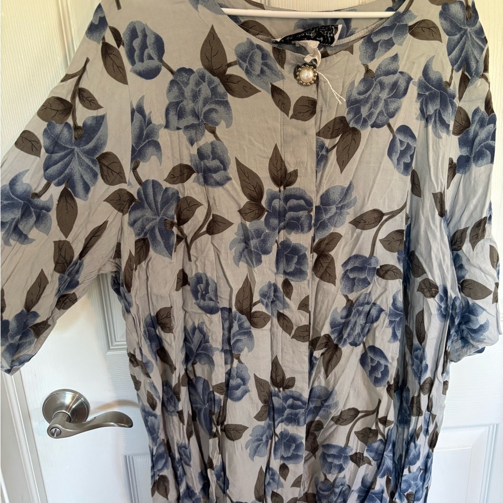 Vintage Garment City California Floral Pearl Button Down 3X